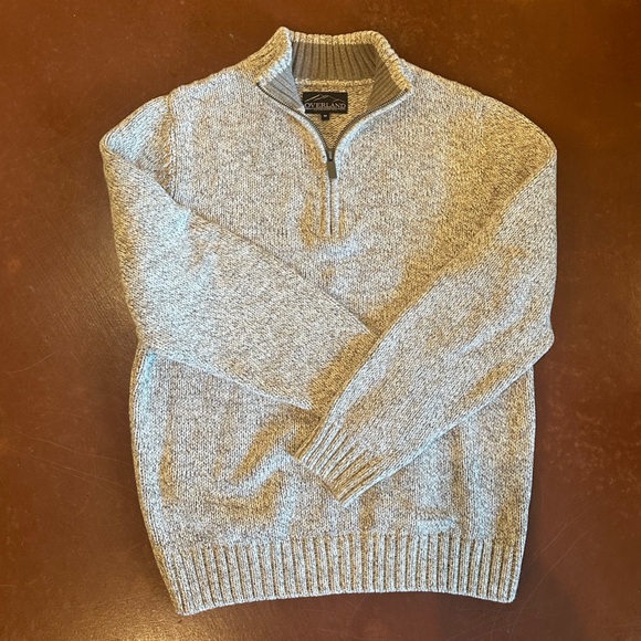 Mens Overland Sheepskin Co 1/4 zip tan/white 100% cotton pullover sweater $129 - Picture 4 of 5